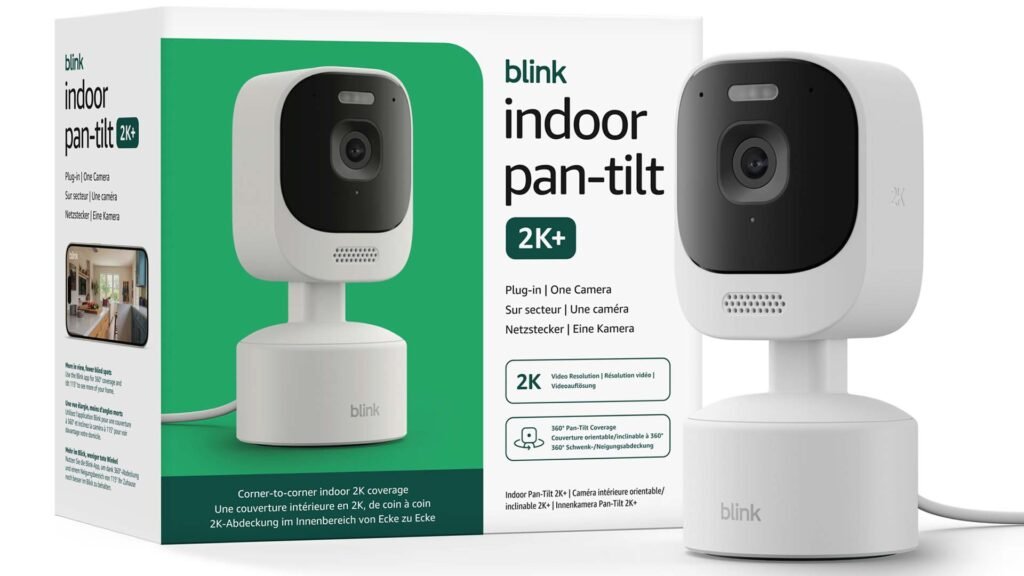 An image of the retail packaging for the indoor pan-tilt camera